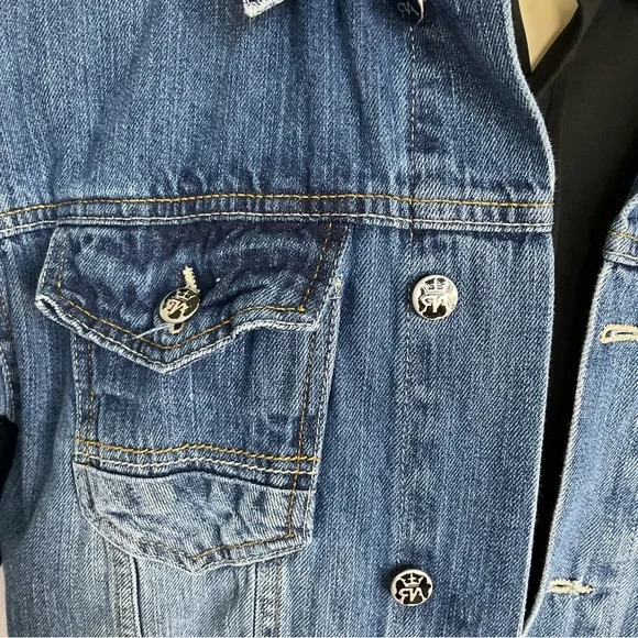 Vintage Red Ape Mens Distressed Denim Jacket XL 38 Faded Blue Jean Jacket - Picture 3 of 9